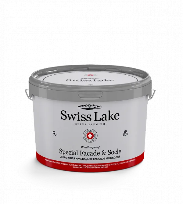 Краска для фасада Swiss Lake | Special Faсade & Socle 9 л LOYMINA Group - ЛОЙМИНА ГРУП