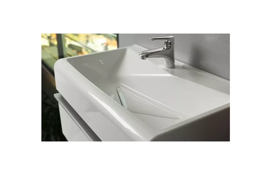 Тумба с раковиной Velvex Crystal Cub 70 белая, подвесная МОСПЛИТКА