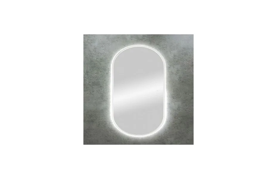 Зеркало Art&Max Bari 70 см AM-Bar-700-1200-DS-F-White с подсветкой, белый матовый МОСПЛИТКА