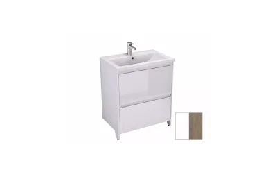 Тумба с раковиной Velvex Klaufs 70 tnKLA.70.2Y-617.216 напольная, 2 ящика, белый глянцевый/дерево МОСПЛИТКА