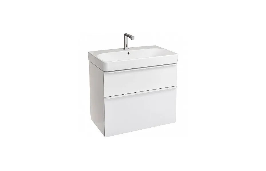 Тумба с раковиной Geberit Smyle Square 75 белая (500.353.00.1 + 500.249.01.1) МОСПЛИТКА