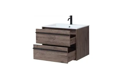 Комплект мебели для ванной Aquanet Lino 70 см, черная, коричневая МОСПЛИТКА