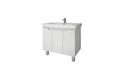 Тумба с раковиной Dreja Q Plus (D) 80 см 99.1006 глянцевая белая МОСПЛИТКА