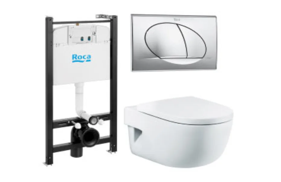 Комплект инсталляции Roca ПЭК с унитазом Meridian Compact и крышкой с микролифтом 893104110 АКВАМЕТРИЯ
