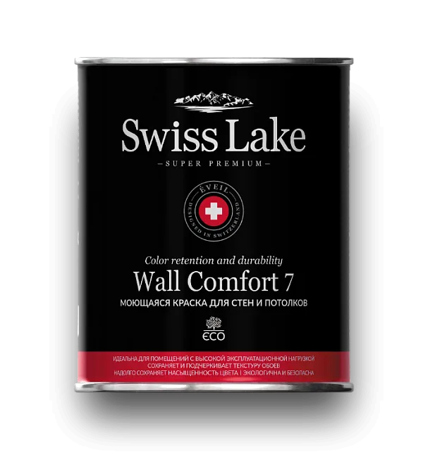 Моющаяся краска для стен и для потолков Swiss Lake Wall Comfort 7 (A), 9 л LOYMINA Group - ЛОЙМИНА ГРУП