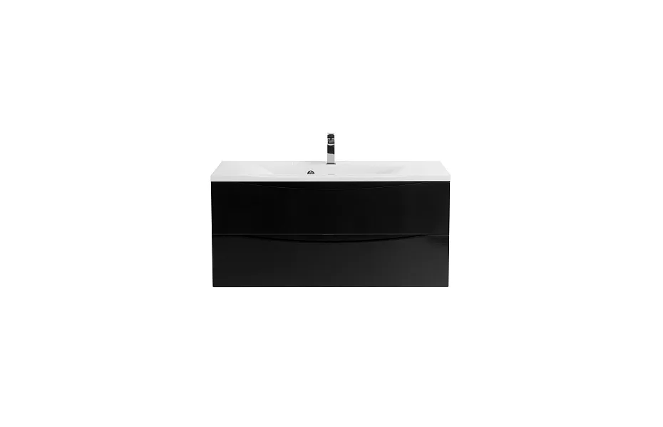 Тумба с раковиной BelBagno Marino 110 см MARINO-1100-2C-SO-NL-P nero lucido МОСПЛИТКА