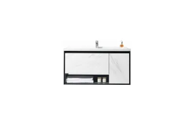 Тумба с раковиной Orans 100 см BC-0903 1000 white marble / dark grey МОСПЛИТКА