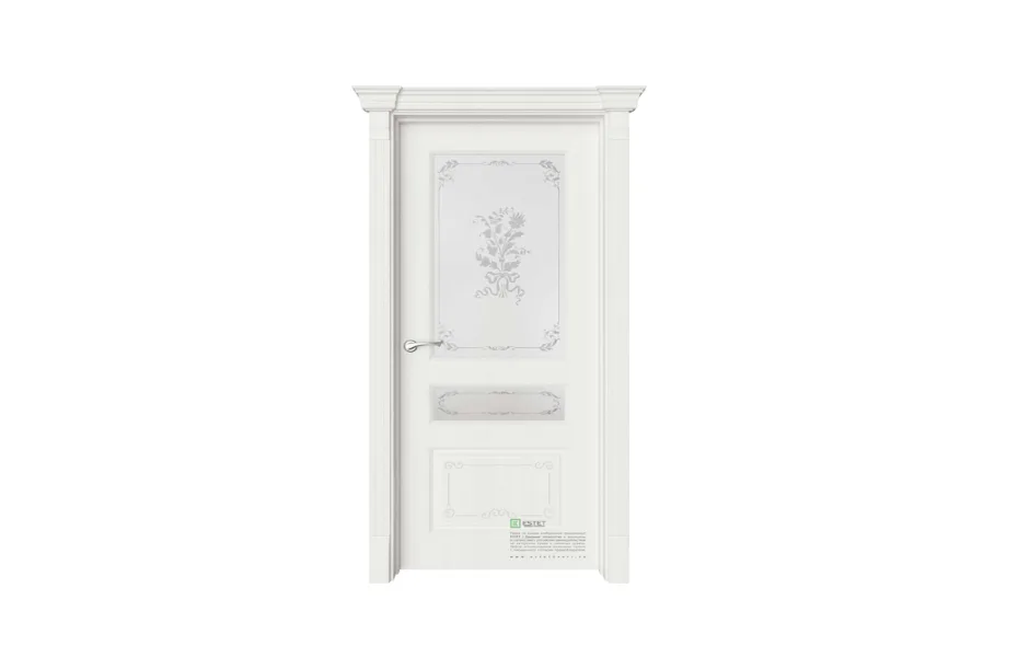 Межкомнатная дверь Provence Мирбо 4 Деко Фрезия Белое дерево стекло 7 ДВЕРЕЙ