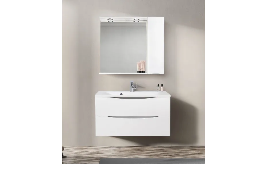 BELBAGNO Marino Шкаф зеркальный подвесной с одной распашной дверцей с доводчиками, с подсветкой, правосторонний АТЕЛЬЕ ВАННОЙ КОМНАТЫ. САМАРА