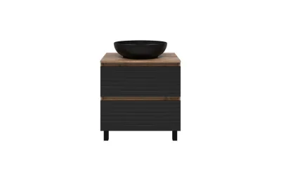 Тумба с раковиной Brevita Dakota 70 см DAK-07070-19/02-2Я дуб галифакс олово / черный кварц МОСПЛИТКА