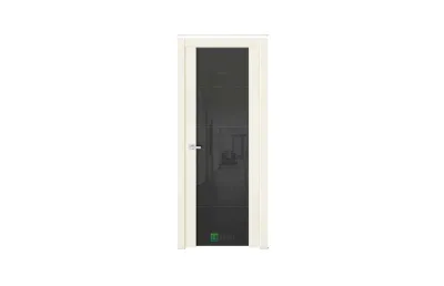 Межкомнатная дверь Elegance E7 Ваниль черное стекло 7 ДВЕРЕЙ