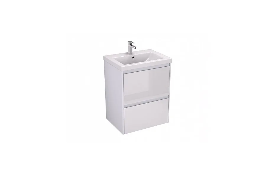 Тумба с раковиной Velvex Klaufs 60 tpKLA.60.2Y-616.216 подвесная, 2 ящика, белый глянцевый МОСПЛИТКА