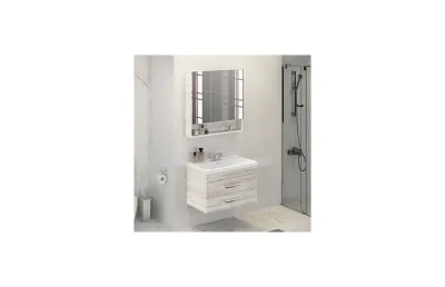 Тумба с раковиной Comforty Никосия-80П дуб белый 00004138839 МОСПЛИТКА