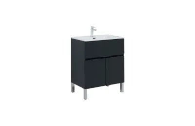 Тумба с раковиной Aquanet Алвита new 70 1 ящик, 2 дверцы, антрацит МОСПЛИТКА