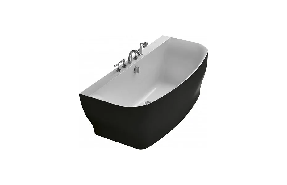 Акриловая ванна BelBagno 165х78 см BB74-NERO-W0 без перелива, черный МОСПЛИТКА