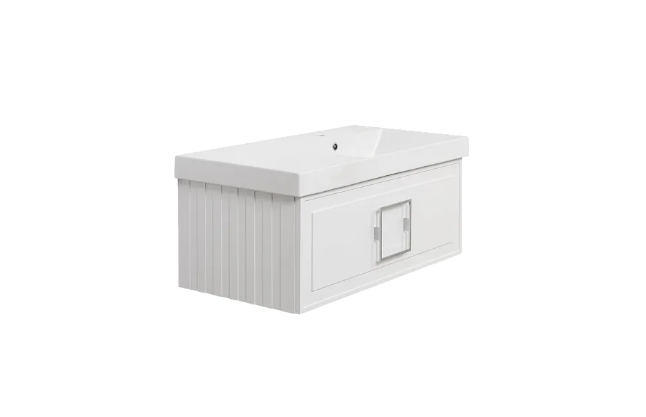 Тумба с раковиной La Fenice Cubo Bianca 90 см FNC-01-CUB-B-90 правая, белая матовая МОСПЛИТКА
